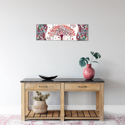 Runa Art - Bilder Gustav Klimt - Baum des Lebens 120 x 40 cm 3 Teilig Wandbild auf Vlies Leinwand Bunt Mehrteilig Modern 004633a