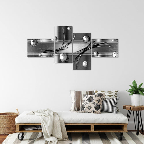 Runa Art Wandbilder Set XXL Abstrakt Wohnzimmer Schlafzimmer Grau Schwarz Weiss 4 Teilig - Made in Germany - 109545c