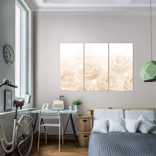 Runa Art Wandbilder Blumen Rosen Bild XXL Wohnzimmer Schlafzimmer Rosa Vintage 120 x 80 cm 3 Teilig 017231a