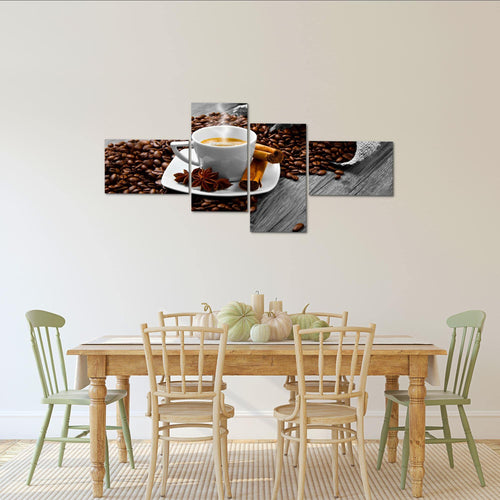 Runa Art Wandbilder Set XXL Küche KaffeeEsszimmer Küchenbilder Braun 4 Teilig - Made in Germany - 501845b