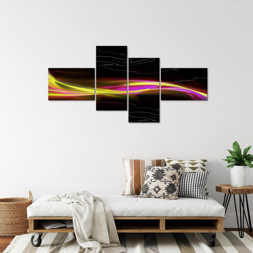 Runa Art Wandbilder Set XXL Abstrakt Wohnzimmer Schlafzimmer Schwarz Gelb Rosa 4 Teilig - Made in Germany - 103245a