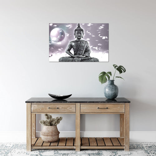 Runa Art Bild Buddha Feng Shui Modern Wandbilder Wohnzimmer Schlafzimmer 1 Teilig - Made In Germany - Zen Grau Rosa Flur 501015c