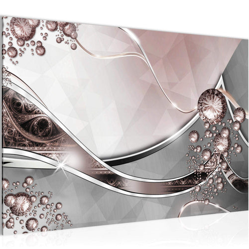 Runa Art Bild Abstrakt Modern Wandbilder Wohnzimmer 1 Teilig - Made In Germany - Diamant Grau Rosa Flur 109115a