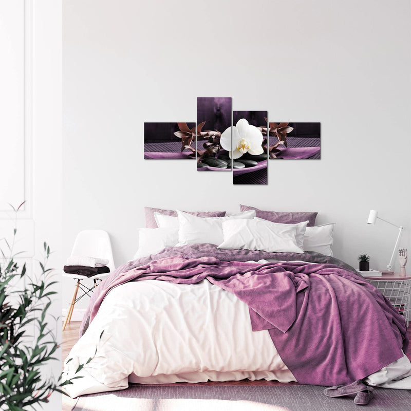 Runa Art Wandbilder Set XXL Feng Shui OrchideeWohnzimmer Schlafzimmer Lila Violett 4 Teilig - Made in Germany - 502345b