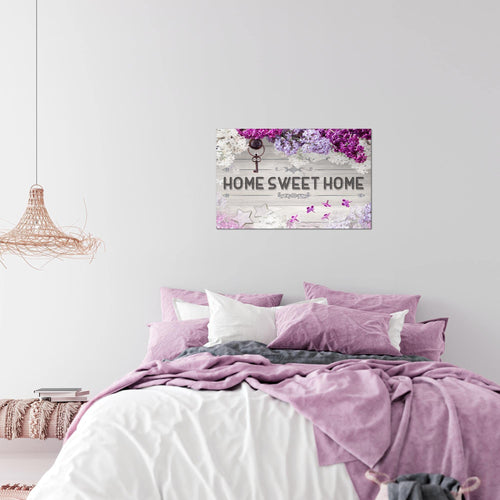 Runa Art Bild Home Sweet Home Modern Wandbilder Schlafzimmer Wohnzimmer 1 Teilig - Made In Germany - Flieder Violett Lila Flur 503715a
