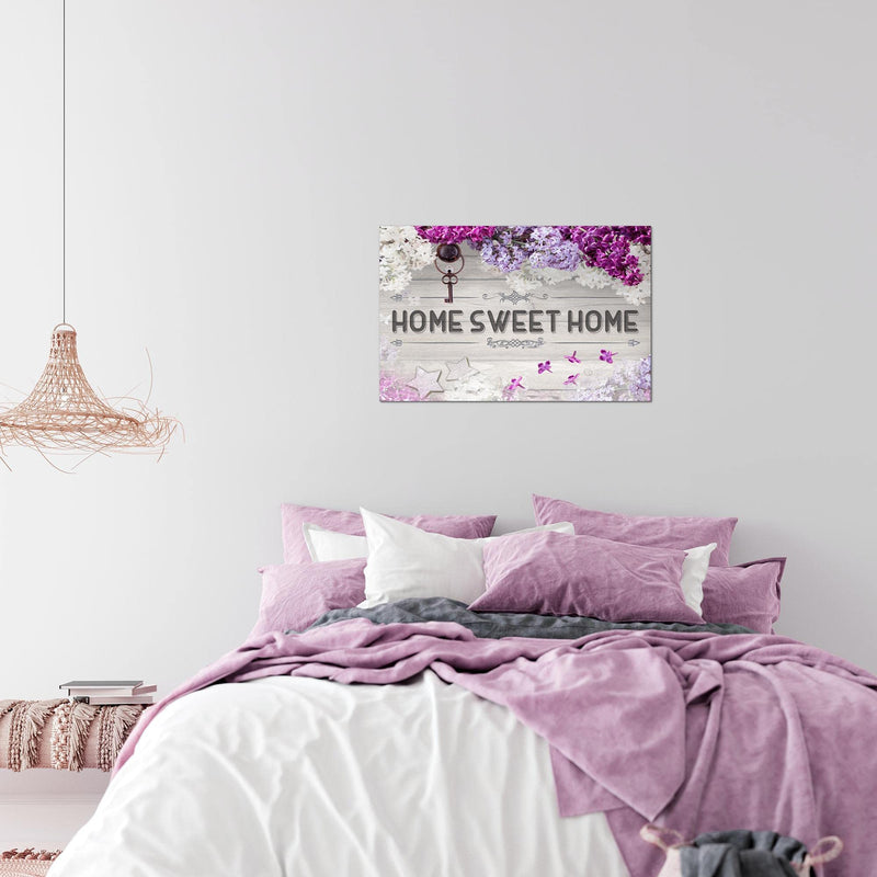 Runa Art Bild Home Sweet Home Modern Wandbilder Schlafzimmer Wohnzimmer 1 Teilig - Made In Germany - Flieder Violett Lila Flur 503715a