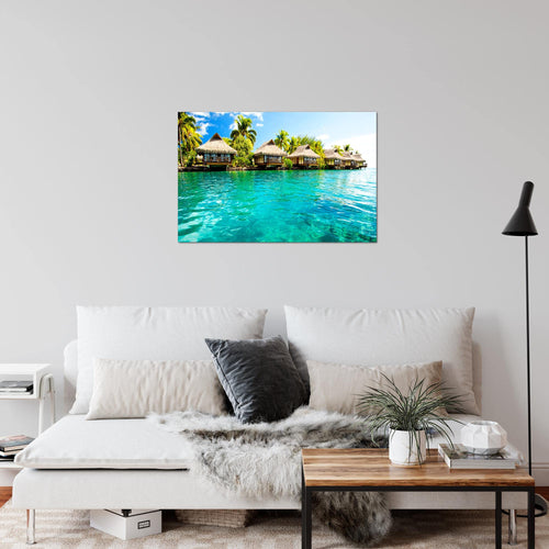 Runa Art Bild Panorama Meer Modern Wandbilder Wohnzimmer Schlafzimmer 1 Teilig - Made In Germany - Hawaii Küste Blau Flur 610615a