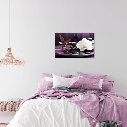Runa Art Bild Feng Shui Orchidee Modern Wandbilder Wohnzimmer Schlafzimmer 1 Teilig - Made In Germany - Relax Lila Violett Flur 502315b