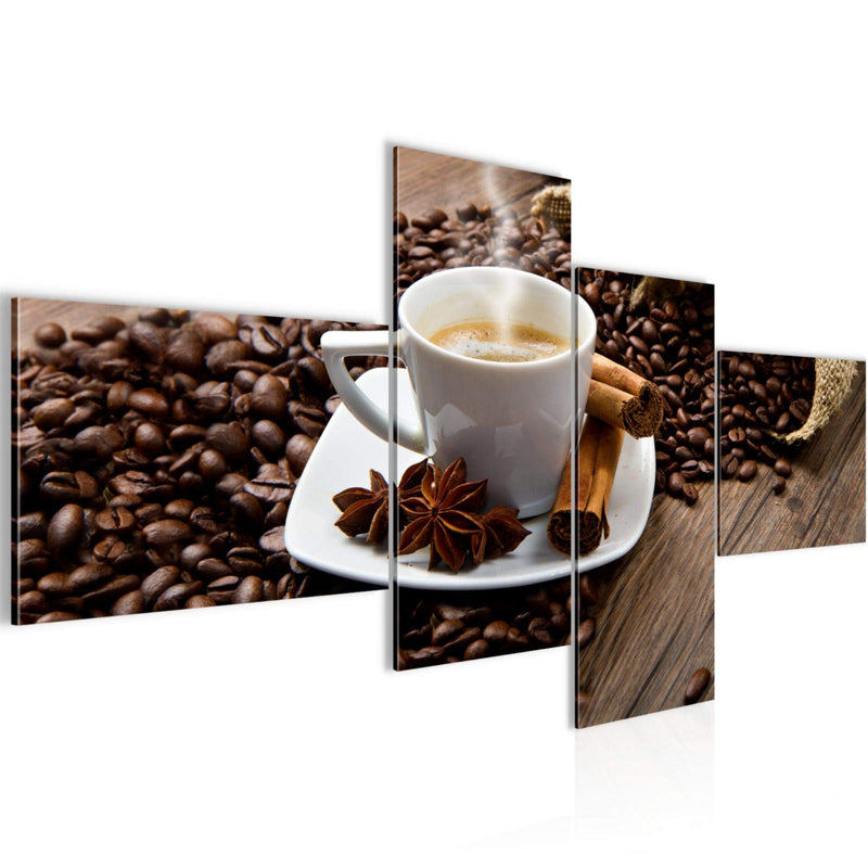 Runa Art Wandbilder Set XXL Küche KaffeeEsszimmer Küchenbilder Braun 4 Teilig - Made in Germany - 501845a