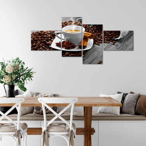 Runa Art Wandbilder Set XXL Küche KaffeeEsszimmer Küchenbilder Braun 4 Teilig - Made in Germany - 501845b