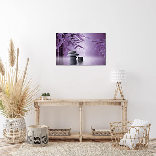 Runa Art Bild Feng Shui Steine Modern Wandbilder Wohnzimmer Schlafzimmer 1 Teilig - Made In Germany - Relax Lila Violett Flur 501915c