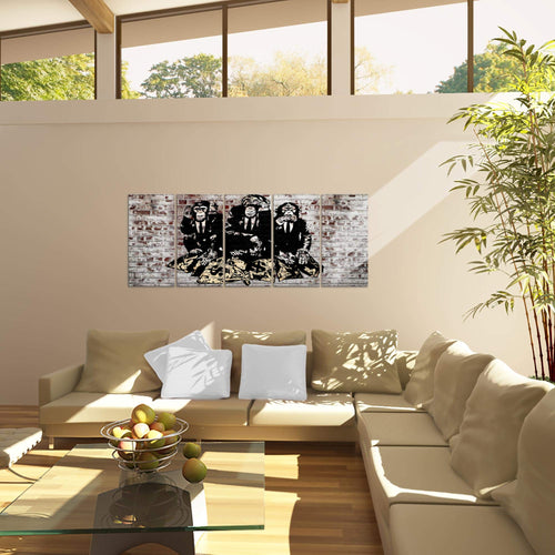 Runa Art Bild Street Art Affen Wandbilder auf Vlies Leinwand 5 Teilig Wanddekoration Loft Wohnzimmer 303456c