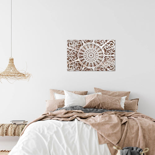 Runa Art Bild Mandala Abstrakt Modern Wandbilder Wohnzimmer Schlafzimmer 1 Teilig - Made In Germany - Orientalisch Beige Weiss Flur 109615a