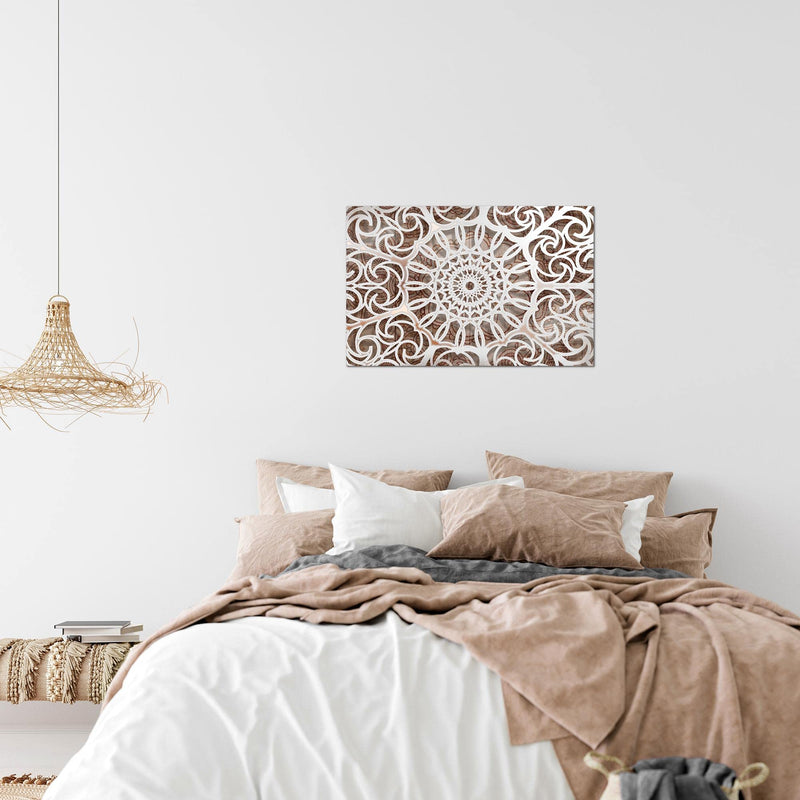 Runa Art Bild Mandala Abstrakt Modern Wandbilder Wohnzimmer Schlafzimmer 1 Teilig - Made In Germany - Orientalisch Beige Weiss Flur 109615a