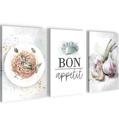 Novart Quadros Cucina Caffè - Completamente Pronto Da Appendere - Soggiorno Camera da letto Decorazione Elegante - Set 3 Pezzi Marrone Bianco - N039930a