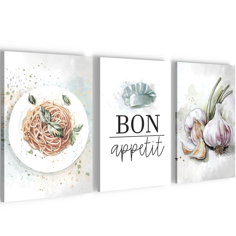Novart Quadros Cucina Caffè - Completamente Pronto Da Appendere - Soggiorno Camera da letto Decorazione Elegante - Set 3 Pezzi Marrone Bianco - N039930a
