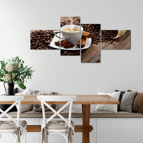 Runa Art Wandbilder Set XXL Küche KaffeeEsszimmer Küchenbilder Braun 4 Teilig - Made in Germany - 501845a
