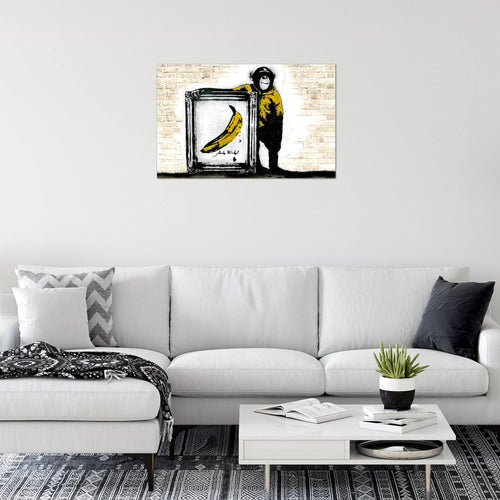 Runa Art Bild Monkey with Banana Modern Wandbilder Loft Wohnzimmer 1 Teilig - Made In Germany - Street Art Biege Flur 302215c