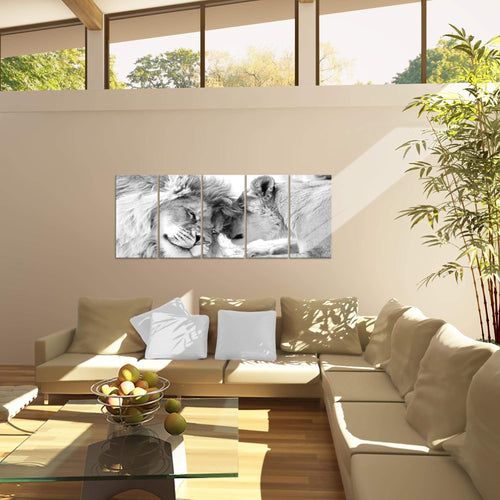 Runa Art Bild Löwen Liebe Wandbilder auf Vlies Leinwand 5 Teilig Wanddekoration Wohnzimmer Schlafzimmer 002156b