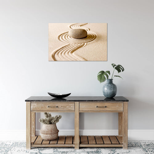 Runa Art Bild Feng Shui Steine Modern Wandbilder Wohnzimmer Schlafzimmer 1 Teilig - Made In Germany - Zen Spa Beige Flur 501415a