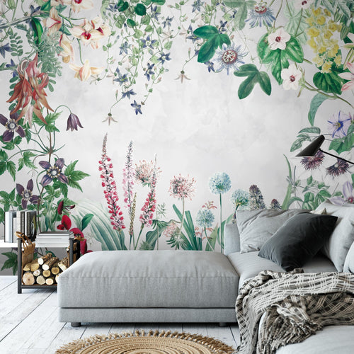 Novart Fototapeten 396 x 280 cm Blumen Blätter - Vlies Wanddekoration Wohnzimmer Schlafzimmer - Deutsche Manufaktur - Grün Pflanze N9128012a