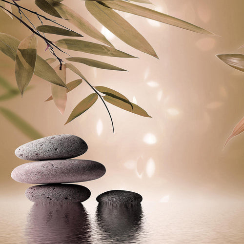 Runa Art Bild Feng Shui Steine Modern Wandbilder Wohnzimmer Schlafzimmer 1 Teilig - Made In Germany - Zen Beige Braun Flur 501915b
