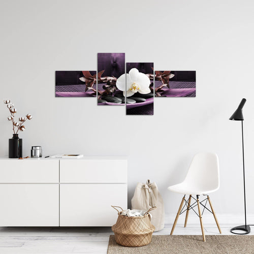 Runa Art Wandbilder Set XXL Feng Shui OrchideeWohnzimmer Schlafzimmer Lila Violett 4 Teilig - Made in Germany - 502345b