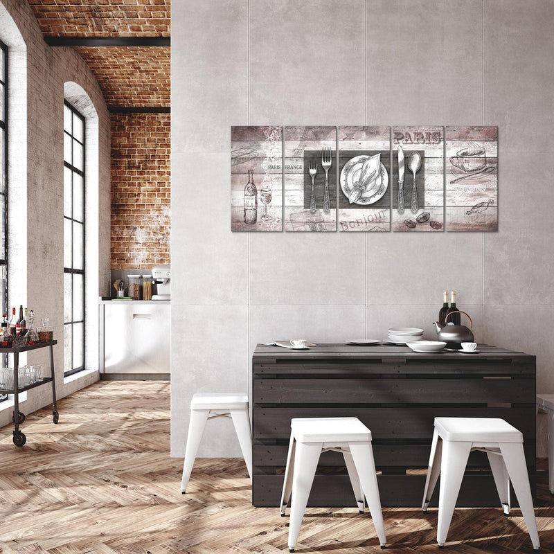 Runa Art Bild Küche Abstrakt Wandbilder auf Vlies Leinwand 5 Teilig Wanddekoration Esszimmer Küchenbilder 038156b