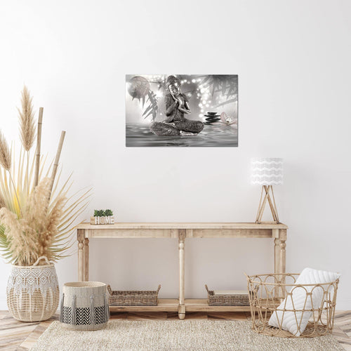 Runa Art Bild Buddha Feng Shui Modern Wandbilder Wohnzimmer Schlafzimmer 1 Teilig - Made In Germany - Meditation Schwarz Weiss Flur 503415b