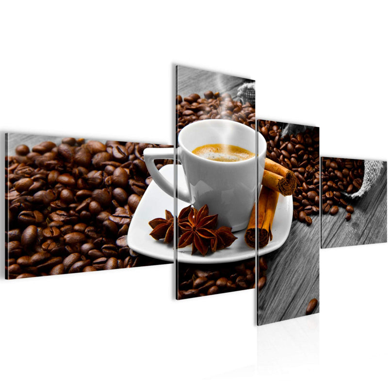 Runa Art Wandbilder Set XXL Küche KaffeeEsszimmer Küchenbilder Braun 4 Teilig - Made in Germany - 501845b