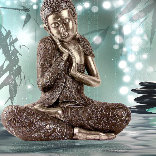 Runa Art Bild Buddha Feng Shui Modern Wandbilder Wohnzimmer Schlafzimmer 1 Teilig - Made In Germany - Relax Türkis Grau Flur 503415c