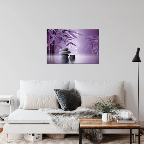 Runa Art Bild Feng Shui Steine Modern Wandbilder Wohnzimmer Schlafzimmer 1 Teilig - Made In Germany - Relax Lila Violett Flur 501915c
