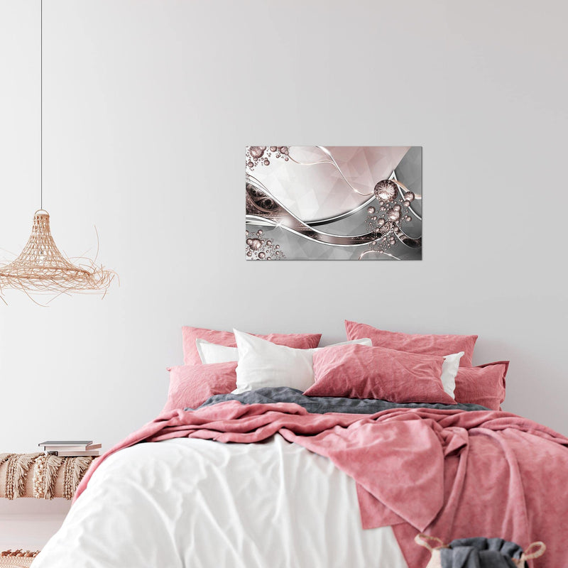 Runa Art Bild Abstrakt Modern Wandbilder Wohnzimmer 1 Teilig - Made In Germany - Diamant Grau Rosa Flur 109115a