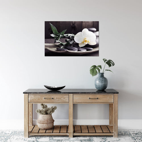 Runa Art Bild Feng Shui Orchidee Modern Wandbilder Wohnzimmer Schlafzimmer 1 Teilig - Made In Germany - Bambus Schwarz Weiss Flur 502315c
