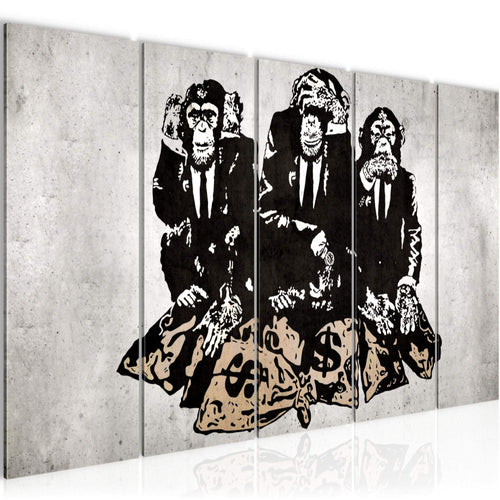 Runa Art Bild Street Art Affen Wandbilder auf Vlies Leinwand 5 Teilig Wanddekoration Loft Wohnzimmer 303456b