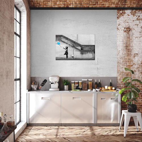 Runa Art Bild Banksy Ballon Girl Modern Wandbilder Loft Wohnzimmer 1 Teilig - Made in Germany - Street Art Red Flur 301614a