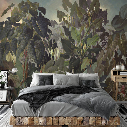 Novart Fototapeten 396 x 280 cm Dschungel - Vlies Wanddekoration Wohnzimmer Schlafzimmer - Deutsche Manufaktur - tropische Blätter Grün N9126012a