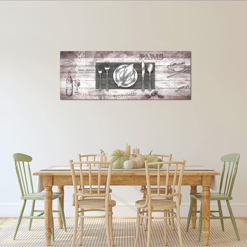 Runa Art Wandbild Küche Abstrakt 1 Teilig 100 x 40 cm Modern Bild auf Vlies Leinwand Kaffee Esszimmer Küchenbilder Grau Rosa 038112b