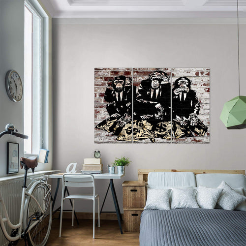 Runa Art Wandbilder Street Art Affen Bild XXL Loft Wohnzimmer Braun Duke of Lancaster UK 120 x 80 cm 3 Teilig 303431c