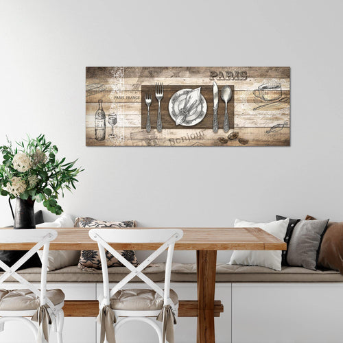 Runa Art Wandbild Küche Abstrakt 1 Teilig 100 x 40 cm Modern Bild auf Vlies Leinwand Kaffee Esszimmer Küchenbilder Beige Braun 038112a