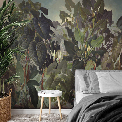 Novart Fototapeten 396 x 280 cm Dschungel - Vlies Wanddekoration Wohnzimmer Schlafzimmer - Deutsche Manufaktur - tropische Blätter Grün N9126012a
