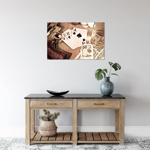 Runa Art Bild Poker Whisky Modern Wandbilder Wohnzimmer Schlafzimmer 1 Teilig - Made In Germany - Abstrakt Beige Braun Flur 103515a