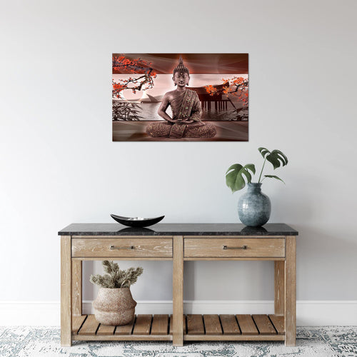 Runa Art Bild Buddha Feng Shui Modern Wandbilder Wohnzimmer Schlafzimmer 1 Teilig - Made In Germany - Sakura Rot Flur 503215a