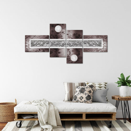 Runa Art Wandbilder Set XXL Abstrakt Wohnzimmer Schlafzimmer Grau Rosa 4 Teilig - Made in Germany - 102345c