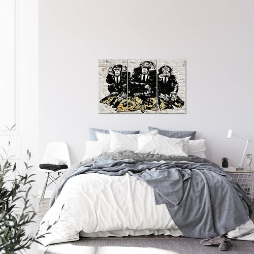 Runa Art Wandbilder Street Art Affen Bild XXL Loft Wohnzimmer Grau Duke of Lancaster UK 120 x 80 cm 3 Teilig 303431a
