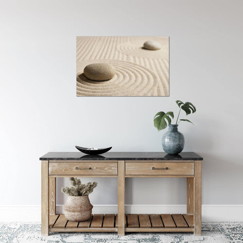 Runa Art Bild Feng Shui Steine Modern Wandbilder Wohnzimmer Schlafzimmer 1 Teilig - Made In Germany - Zen Spa Beige Flur 500915a