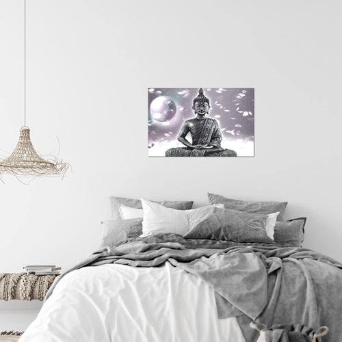 Runa Art Bild Buddha Feng Shui Modern Wandbilder Wohnzimmer Schlafzimmer 1 Teilig - Made In Germany - Zen Grau Rosa Flur 501015c