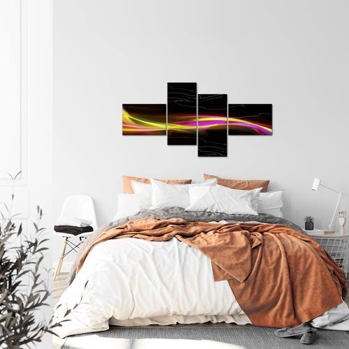 Runa Art Wandbilder Set XXL Abstrakt Wohnzimmer Schlafzimmer Schwarz Gelb Rosa 4 Teilig - Made in Germany - 103245a