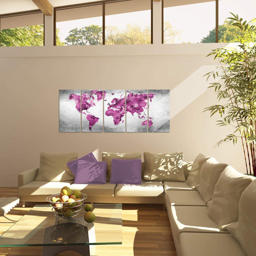 Runa Art Bild Weltkarte Wandbilder auf Vlies Leinwand 5 Teilig Wanddekoration Büro Wohnzimmer 013356a