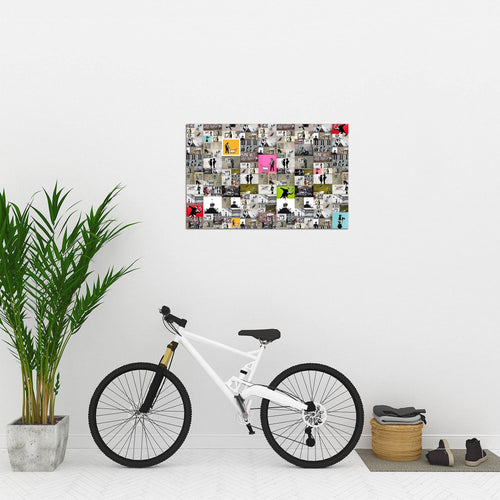 Runa Art Bild Collage Banksy Modern Wandbilder Loft Wohnzimmer 1 Teilig - Made In Germany - Street Art Bunt Flur 302715a